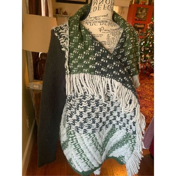 Anthropologie Jacquard Knit Cardigan Green wool blend sweater - Picture 8 of 11